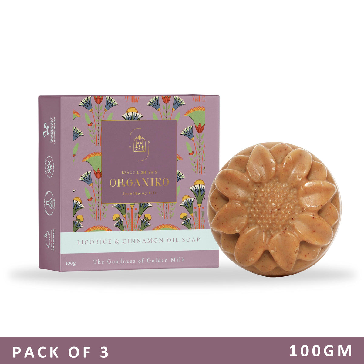 Pack of 3 Donkey Milk Licorice & Cinnamon Oil Soap image 3